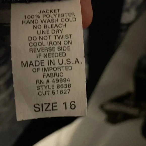 Blue pattern open front light weight cardigan by R&M Richard’s size 16 - Picture 6 of 6